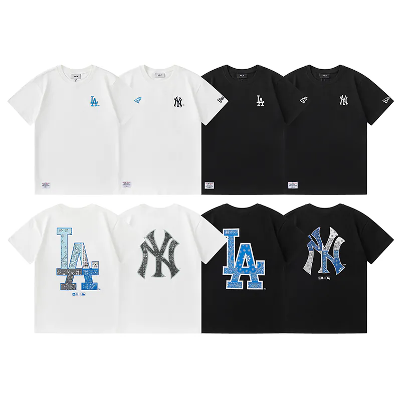 New Era MLB Logo Print Round Neck Sports T Shirt Unisex