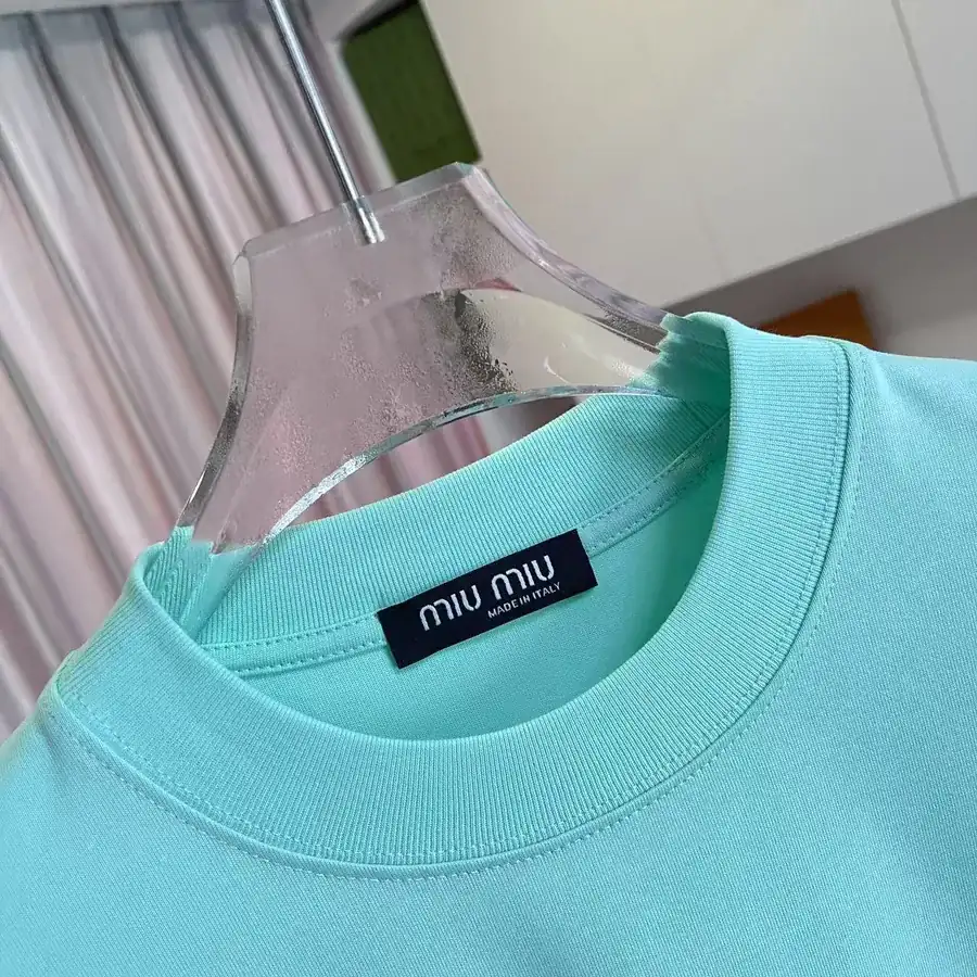 Miu Miu 2025 Spring Summer New Collection T Shirt with Letter Logo Print