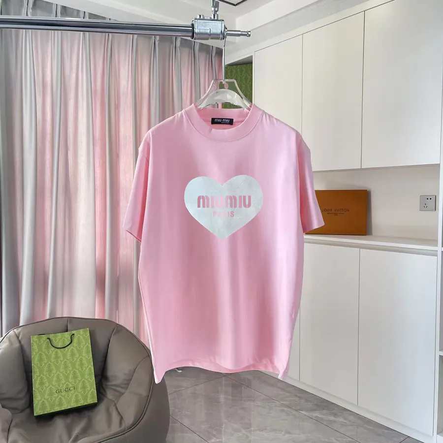 Miu Miu 2025 Spring Summer New Collection T Shirt with Letter Logo Print