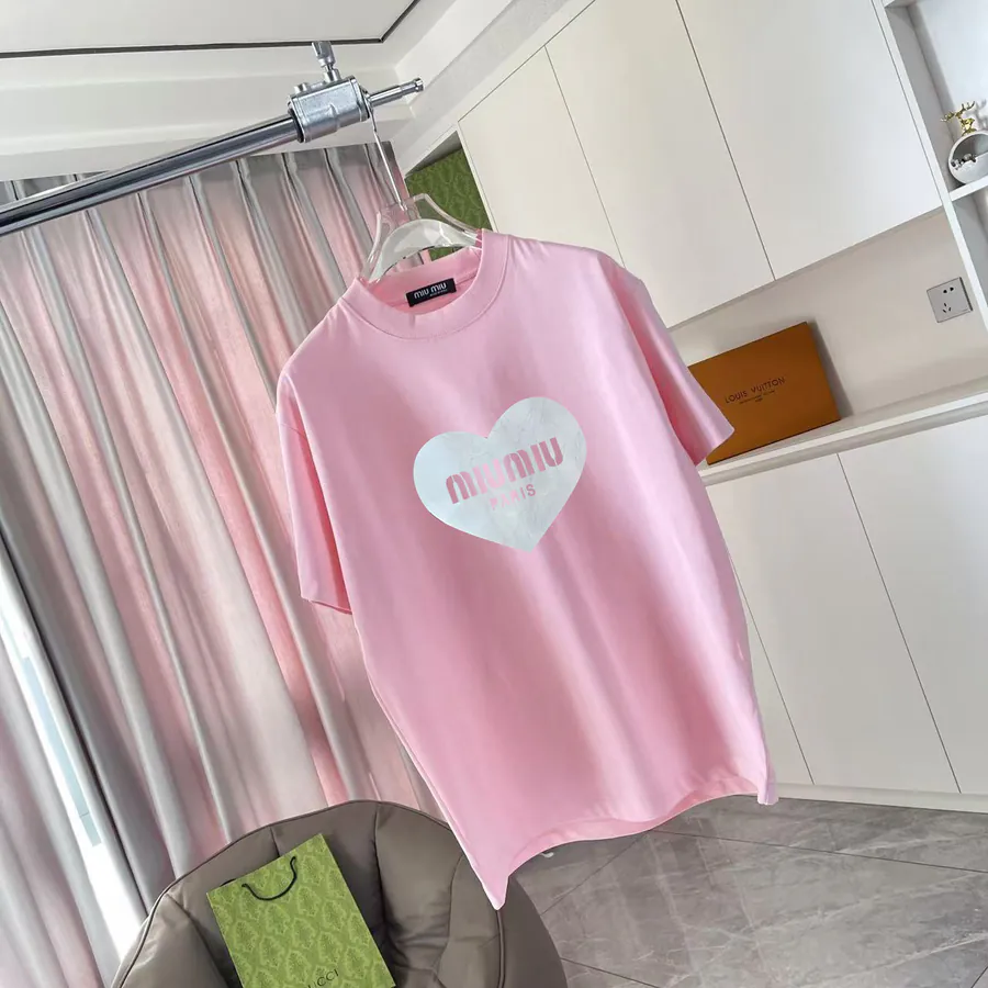 Miu Miu 2025 Spring Summer New Collection T Shirt with Letter Logo Print