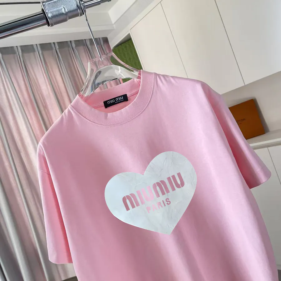 Miu Miu 2025 Spring Summer New Collection T Shirt with Letter Logo Print