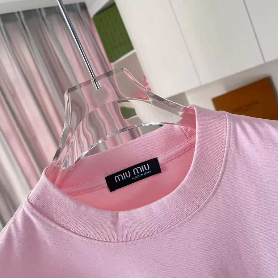 Miu Miu 2025 Spring Summer New Collection T Shirt with Letter Logo Print