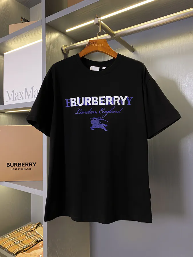 BUR Exclusive Double Micro Logo Horse Knight Print Cotton T Shirt