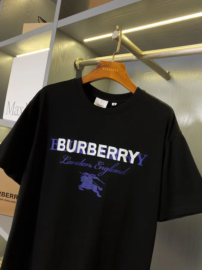 BUR Exclusive Double Micro Logo Horse Knight Print Cotton T Shirt