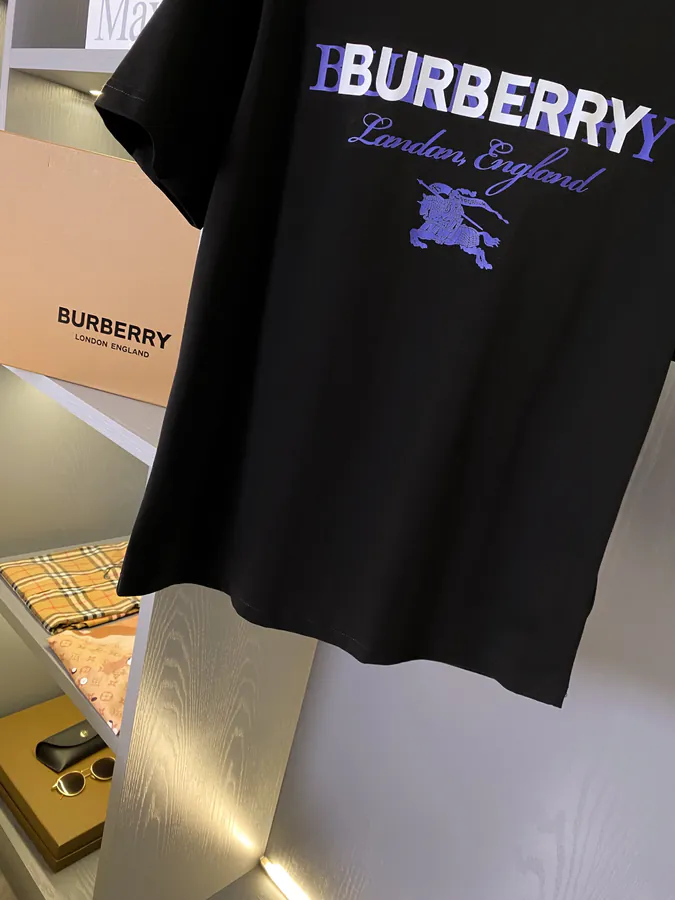 BUR Exclusive Double Micro Logo Horse Knight Print Cotton T Shirt