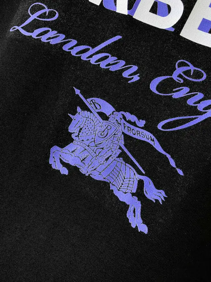 BUR Exclusive Double Micro Logo Horse Knight Print Cotton T Shirt