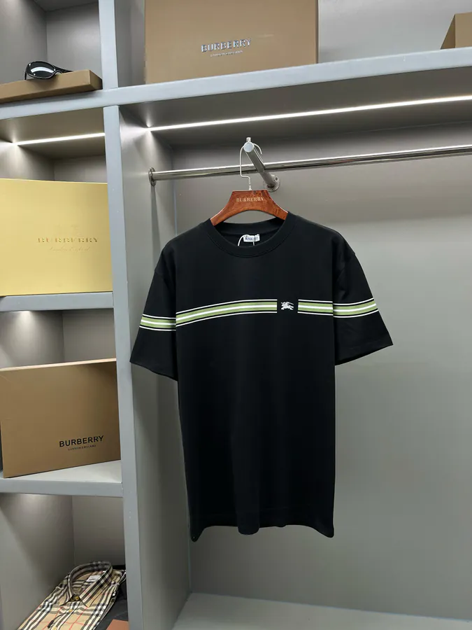 BUR Exclusive Striped Cotton T Shirt with Horse Riding Embroidery