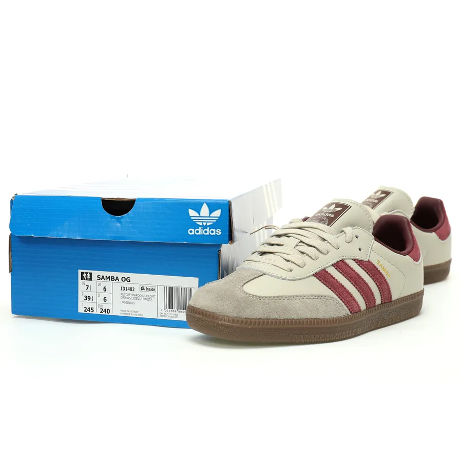 Originals Samba OG Low Top Sneakers in Putty Grey Maroon
