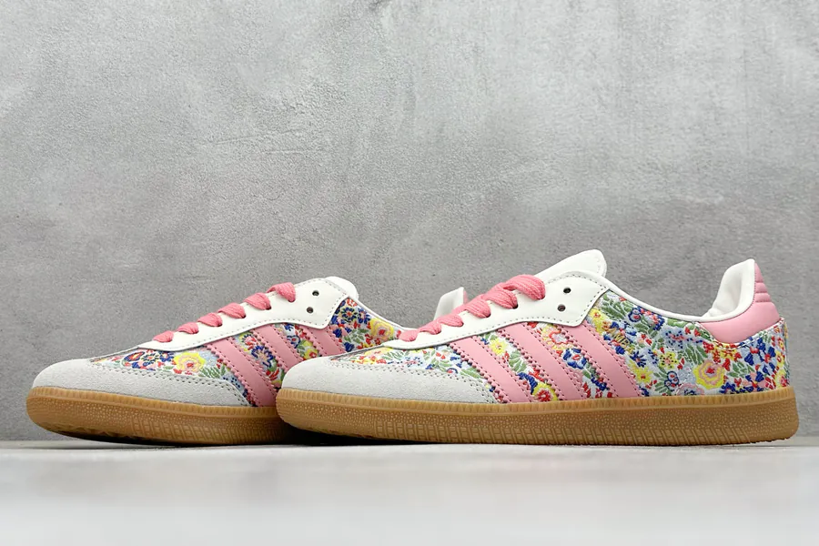 Liberty London x Adidas Originals Samba OG in Gray and Pink