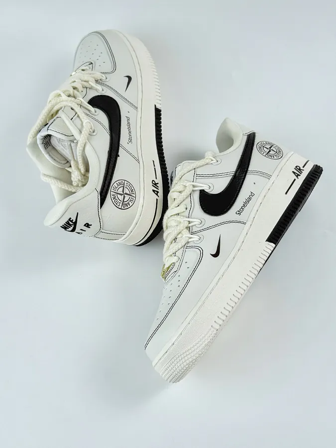 Nike Air Force 1 Low 07 x Stone Island White Black Small Hook