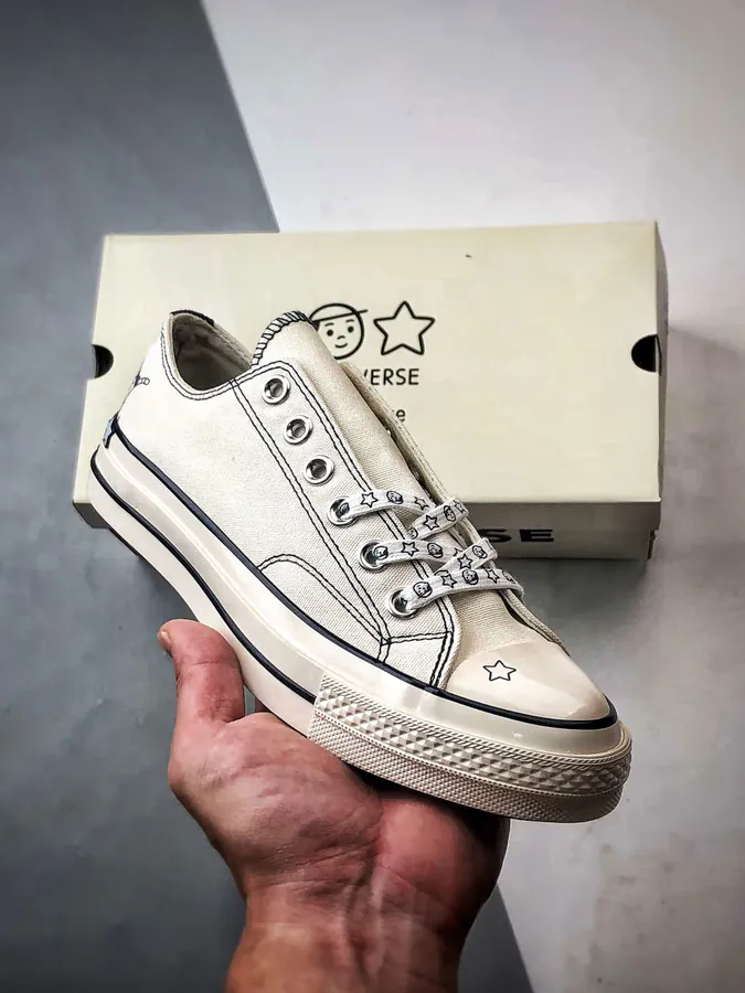 Converse x Noritake Collaboration White Blue Low Top Canvas Sneakers