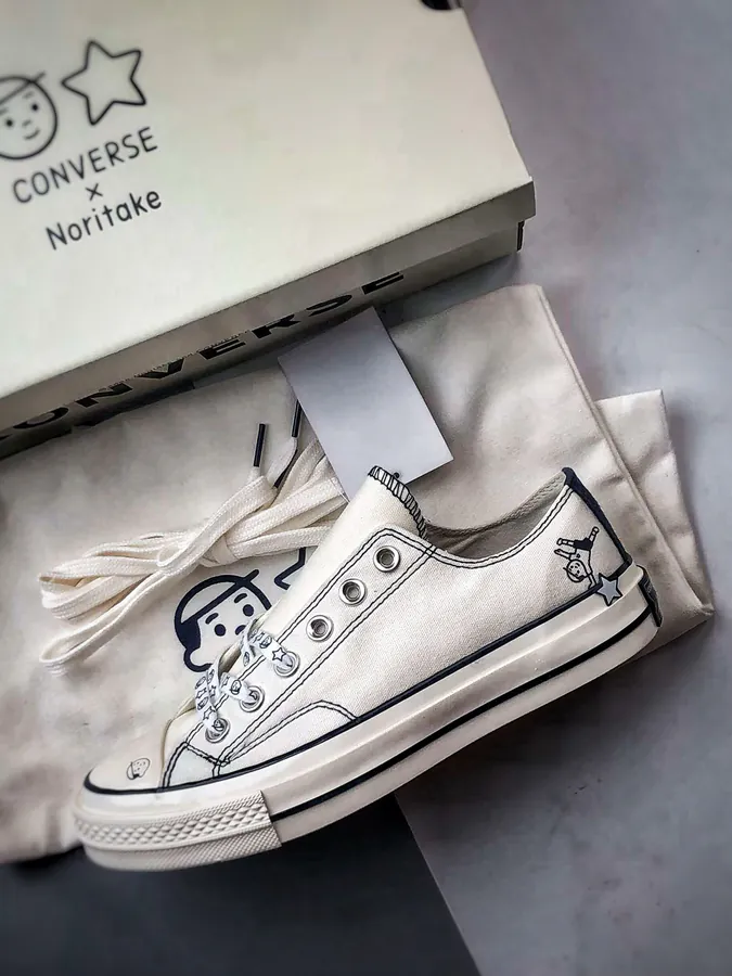 Converse x Noritake Collaboration White Blue Low Top Canvas Sneakers