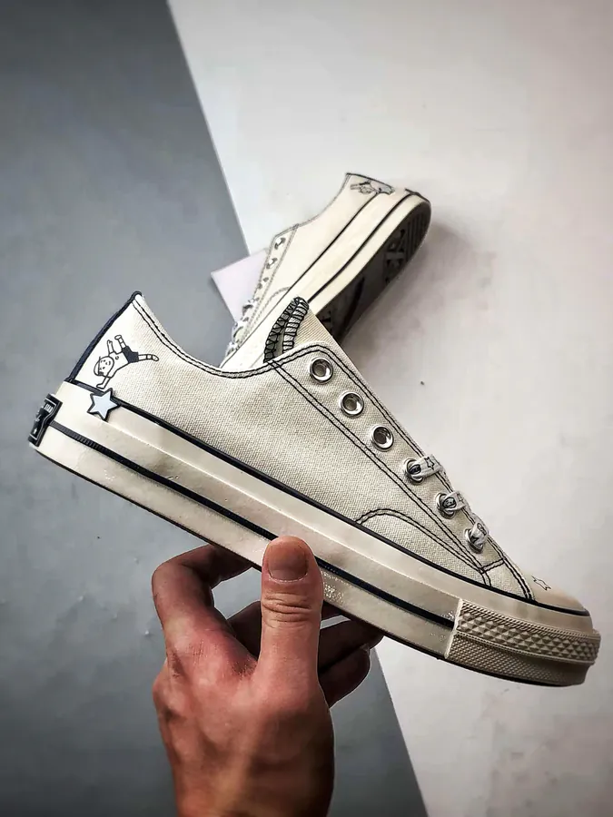 Converse x Noritake Collaboration White Blue Low Top Canvas Sneakers