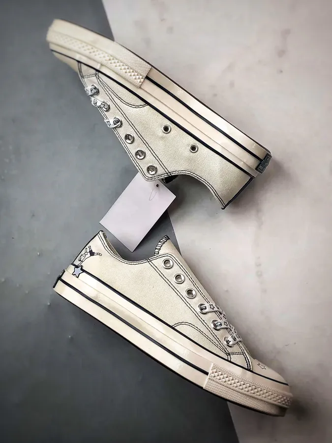 Converse x Noritake Collaboration White Blue Low Top Canvas Sneakers