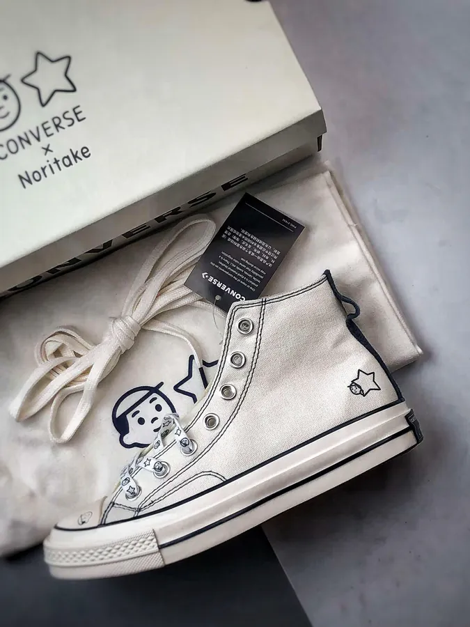 Converse x Noritake Collaboration White Blue High Top Canvas Shoes