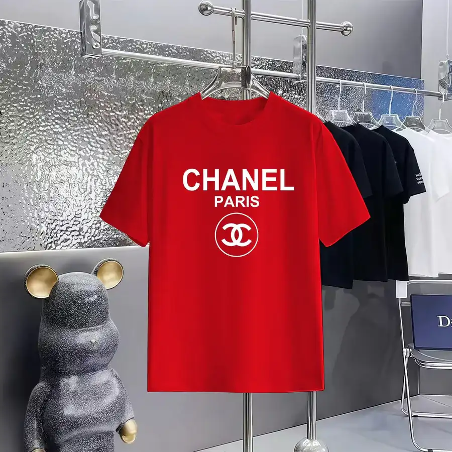 CHANEL Print Round Neck Short Sleeve T Shirt