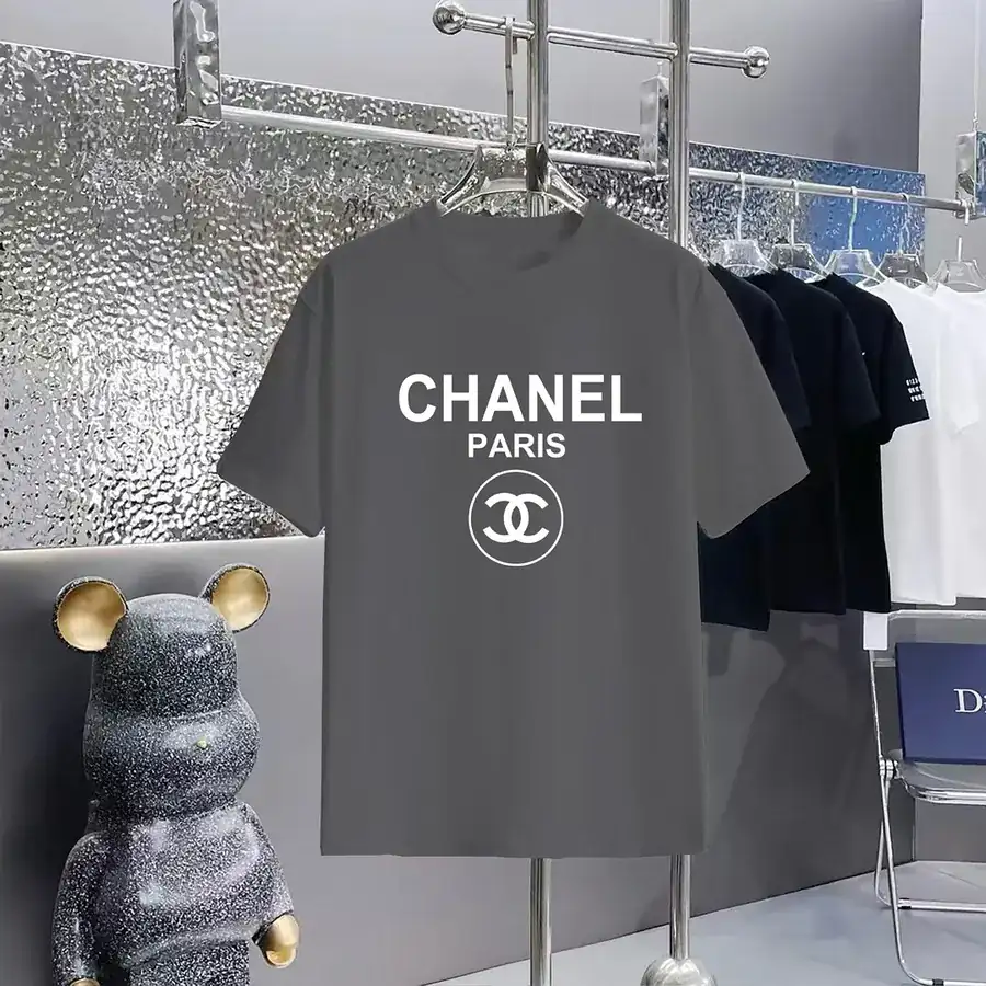 CHANEL Print Round Neck Short Sleeve T Shirt