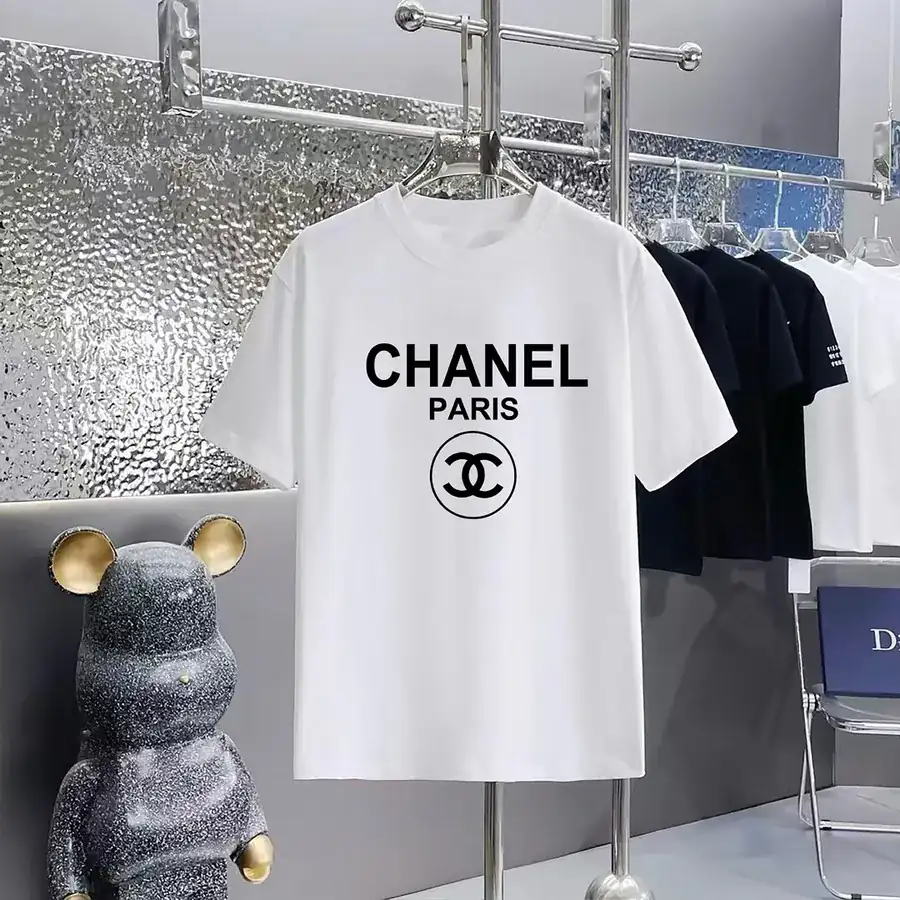 CHANEL Prada Print Round Neck Short Sleeve T Shirt