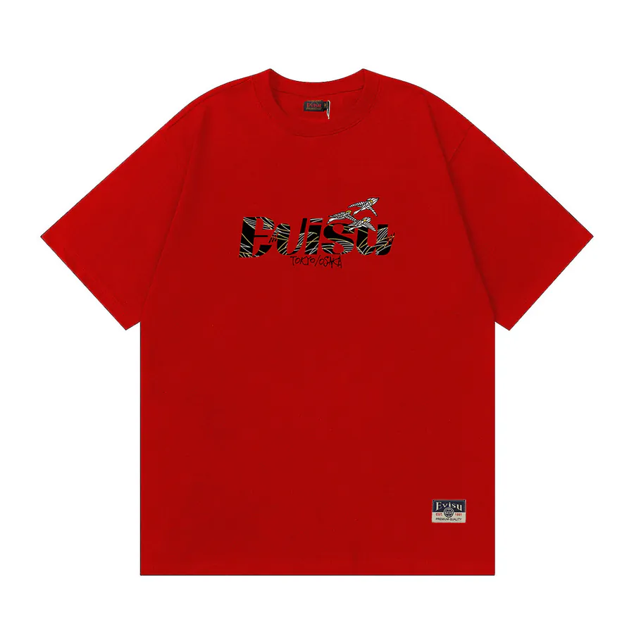 EVISU New Letter Print Loose Short Sleeve Casual T Shirt