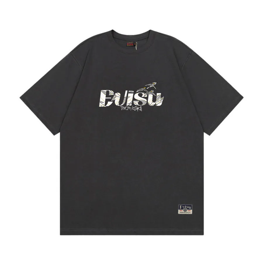 EVISU New Letter Print Loose Fit Casual T Shirt