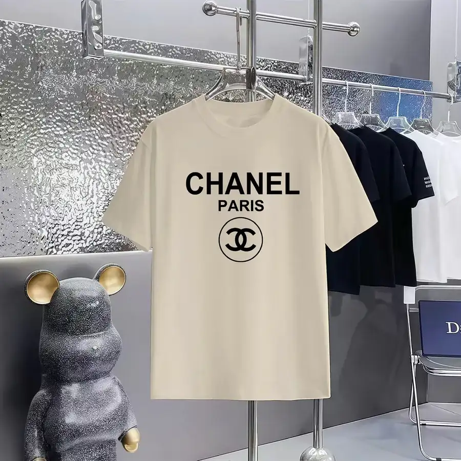 CHANEL Print Round Neck Short Sleeve T Shirt