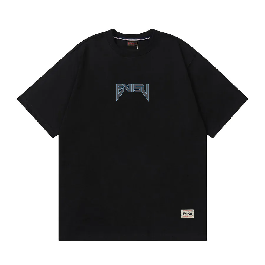 EVISU New Buddha Letter Print Short Sleeve Loose Fit Couple T恤
