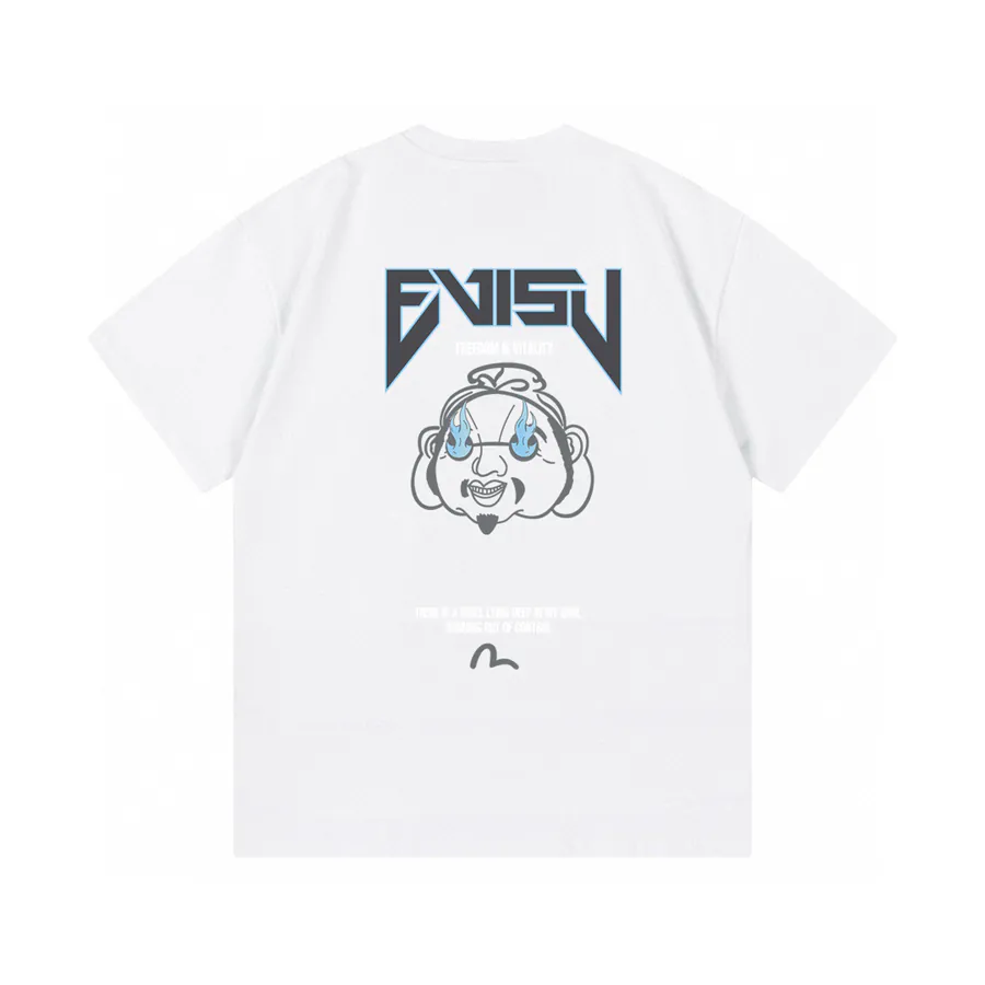 EVISU New Buddha Letter Print Short Sleeve Loose Fit Couple T恤