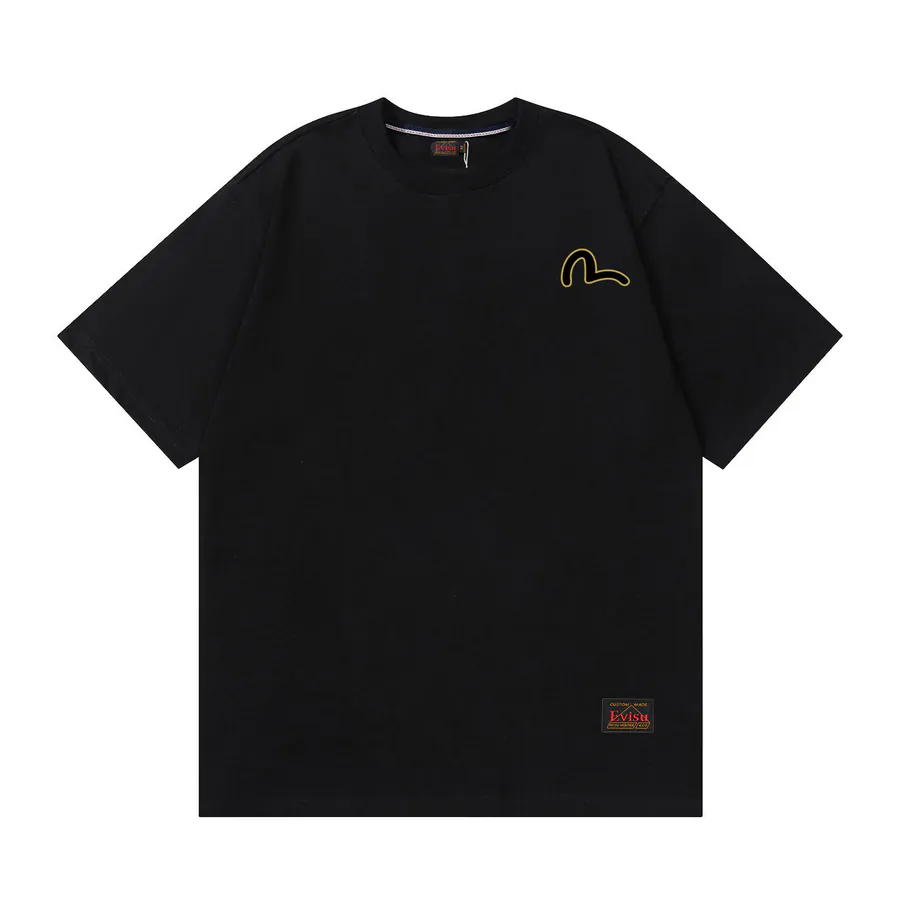EVISU New Buddha Letter Print Short Sleeve Loose Fit Couple T Shirt
