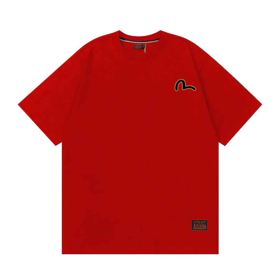 EVISU New Letter Print T Shirt, Casual Loose Fit for Couples