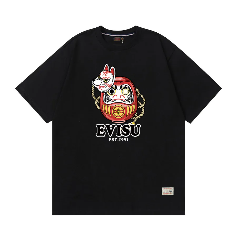 EVISU New Dharma Print Loose Fit Casual T Shirt for Couples
