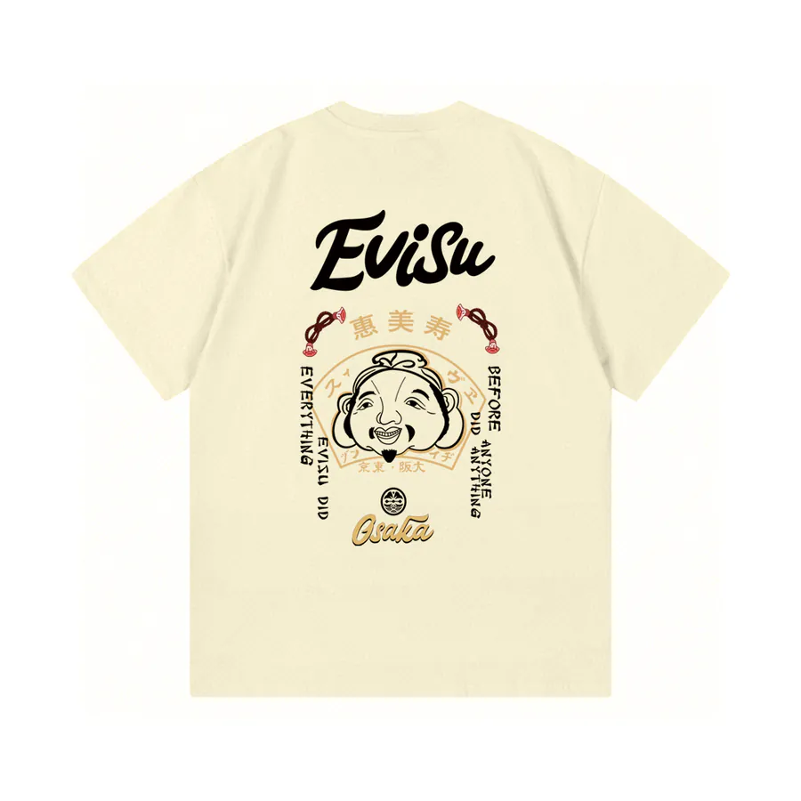 EVISU New Buddha Letter Print Short Sleeve Loose Fit情侣款