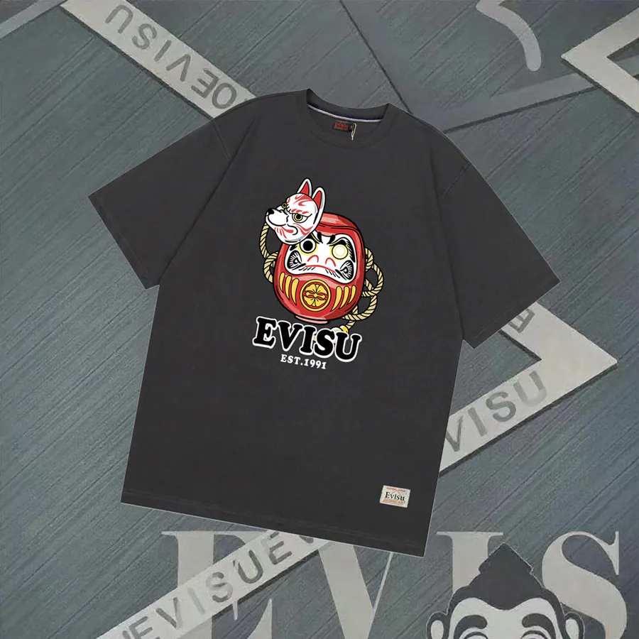 EVISU New Dharma Print Oversized T Shirt for Couples