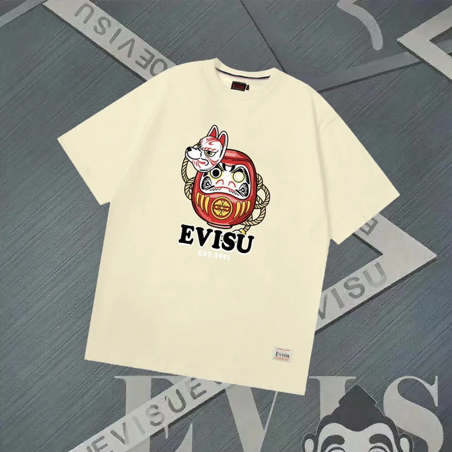 EVISU New Dharma Print Loose Fit T Shirt for Couples