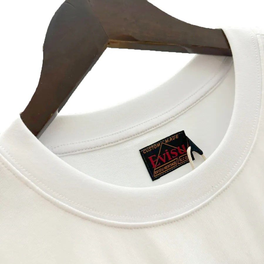 EVISU New Letter Print T Shirt, Casual Oversized Fit for Couples