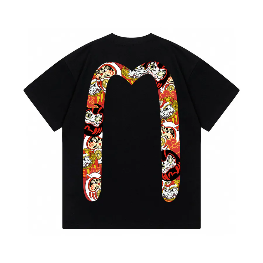 EVISU New Letter Print T Shirt, Casual Loose Fit