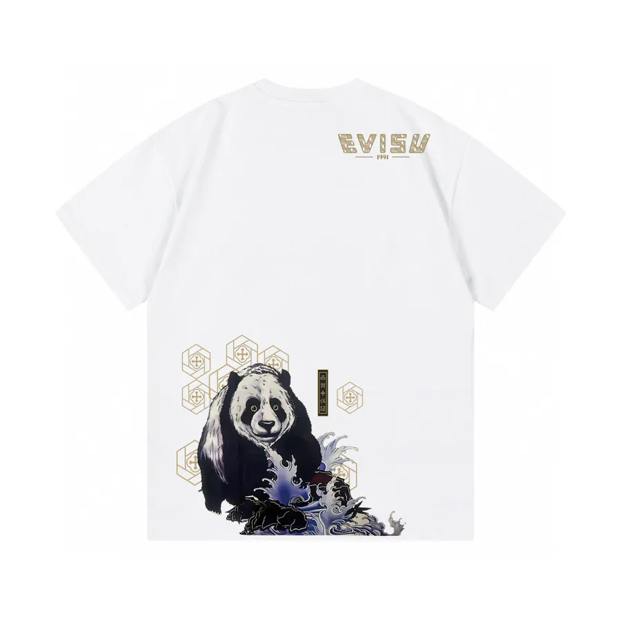 EVISU New Panda Print Oversized T Shirt for Couples