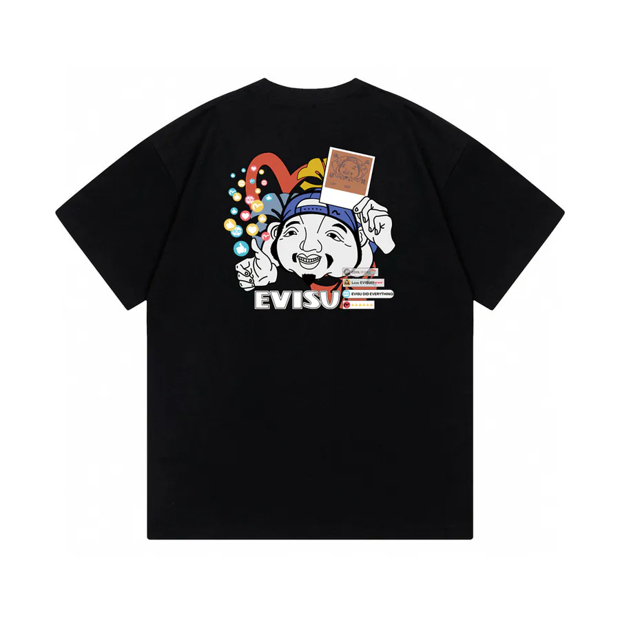 EVISU New Buddha Head Small Seagull Print T Shirt