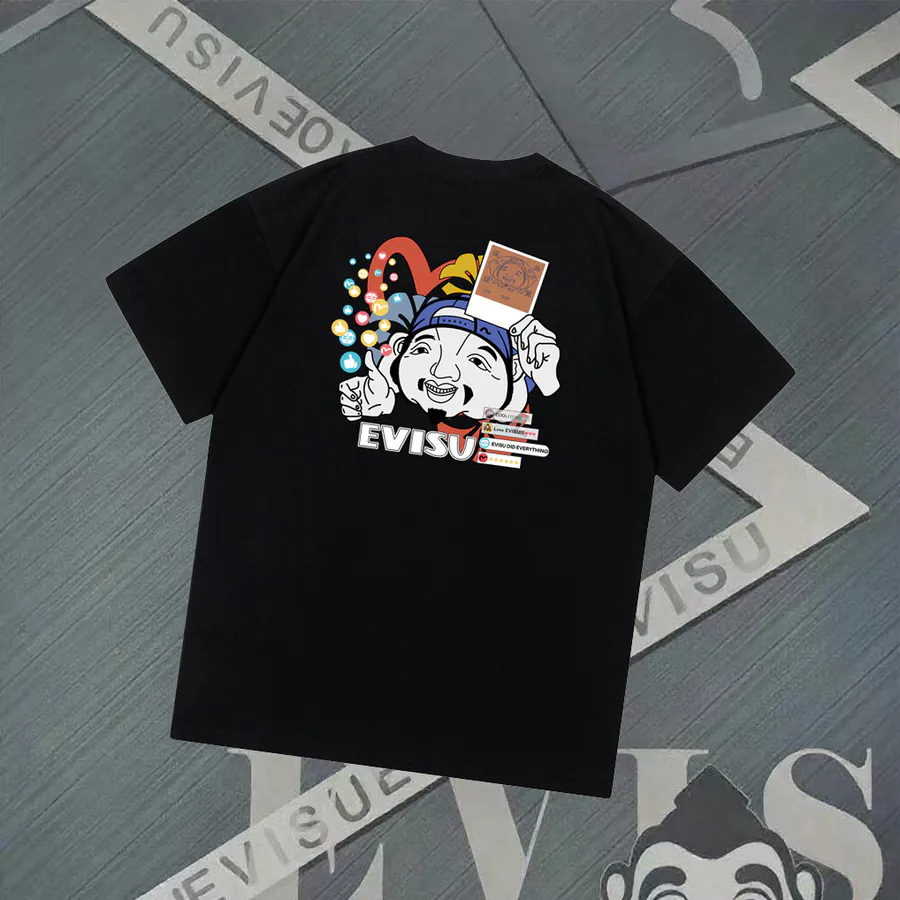 EVISU New Buddha Head Small Seagull Print T Shirt