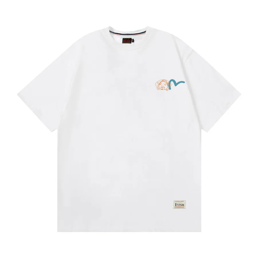EVISU New Buddha Head Small Seagull Print T Shirt for Couples