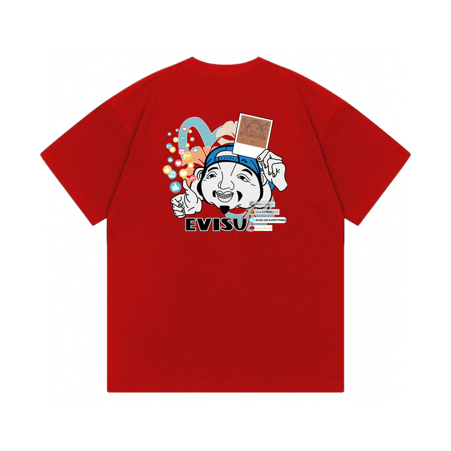EVISU New Buddha Head Small Seagull Print T Shirt