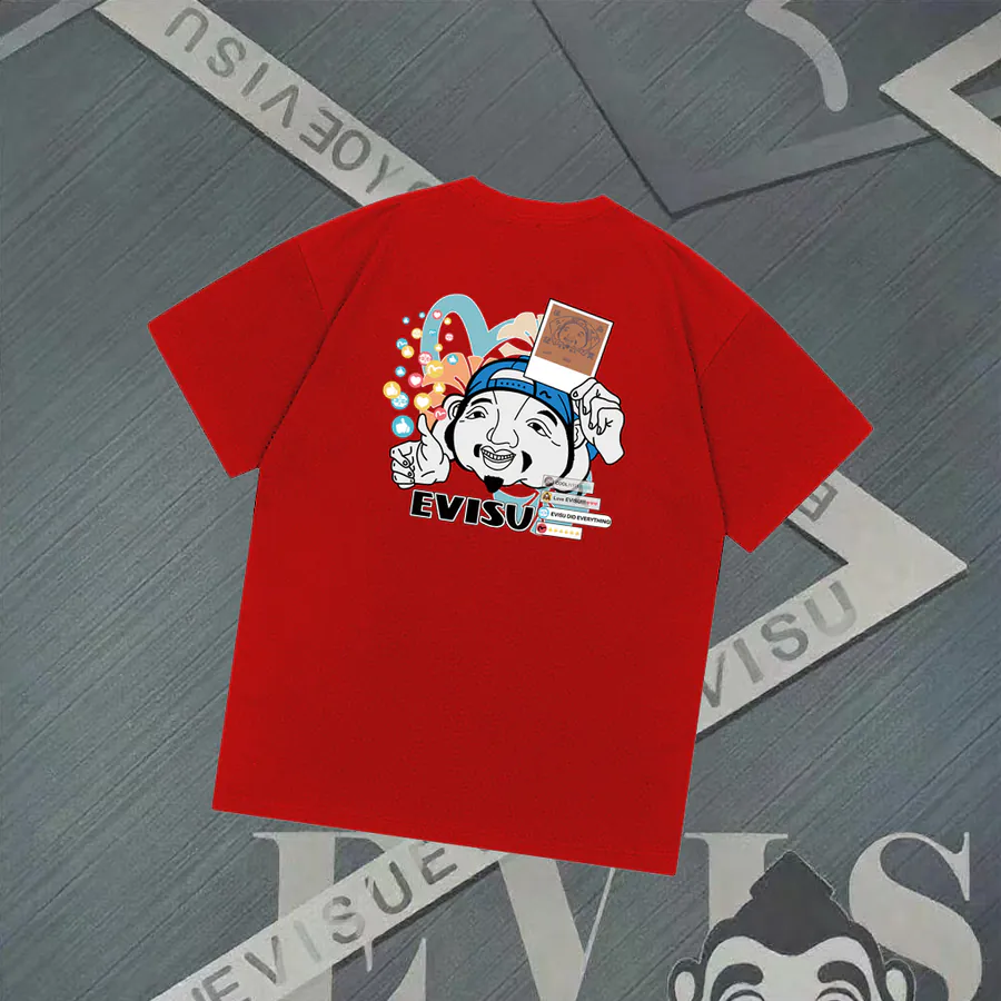 EVISU New Buddha Head Small Seagull Print T Shirt