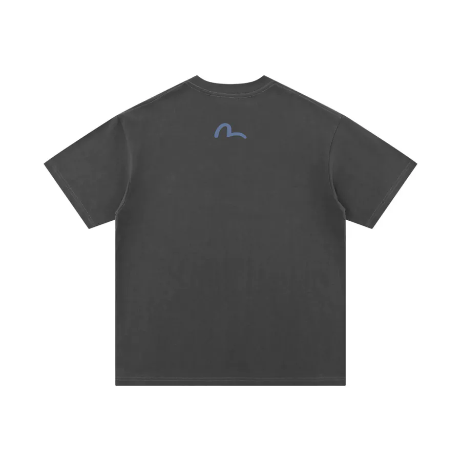 EVISU New Flower Zashiki Damo Print Short Sleeve Loose Couple Tee
