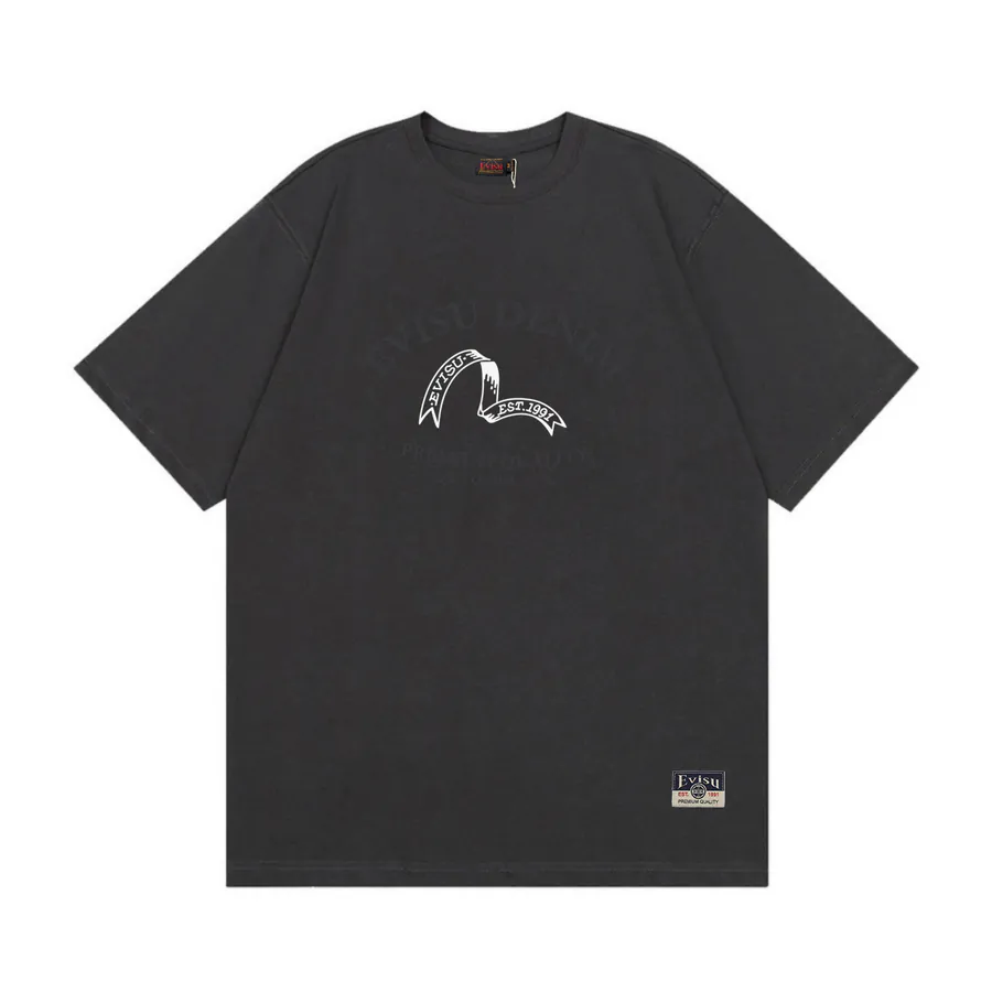 EVISU New Letter Small Seagull Print Loose Short Sleeve Casual Couple T恤