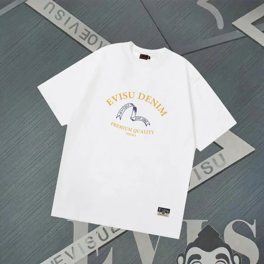 EVISU New Letter Seagull Print Loose Fit Casual T Shirt