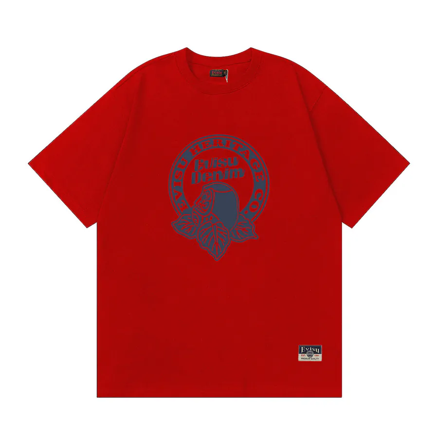 EVISU New Flower Zashiki Dharma Print Short Sleeve Loose Couple T恤