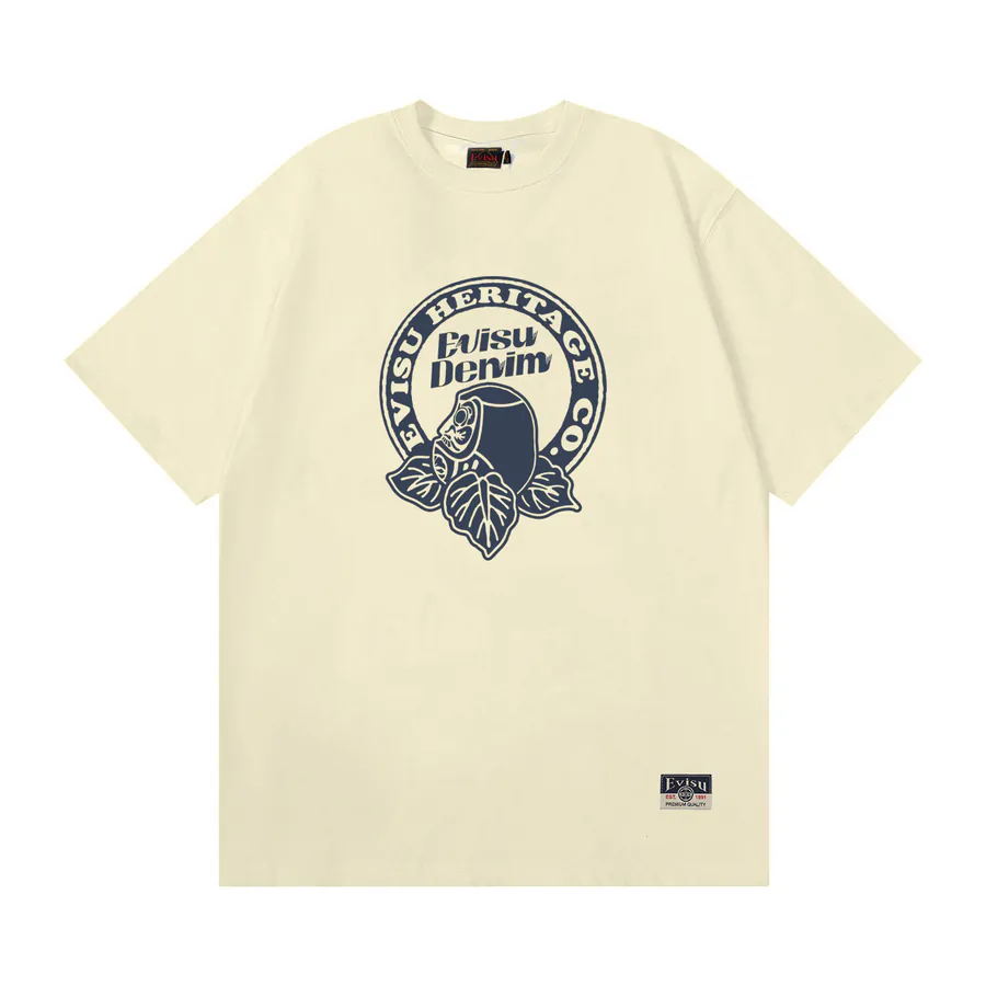 EVISU New Flower Zashiki Dharma Print Loose Short Sleeve Casual Couple T恤