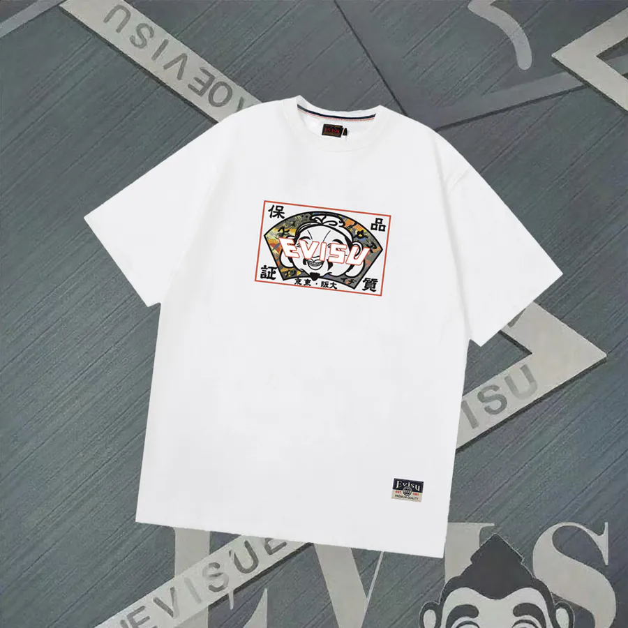 EVISU New Fan Shape Print Loose Fit T Shirt