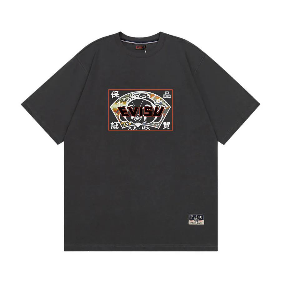 EVISU New Fan Shape Print Oversized Casual T Shirt