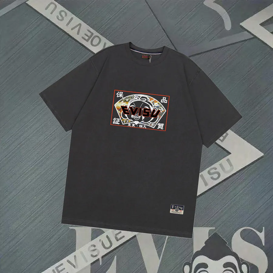 EVISU New Fan Shape Print Oversized Casual T Shirt