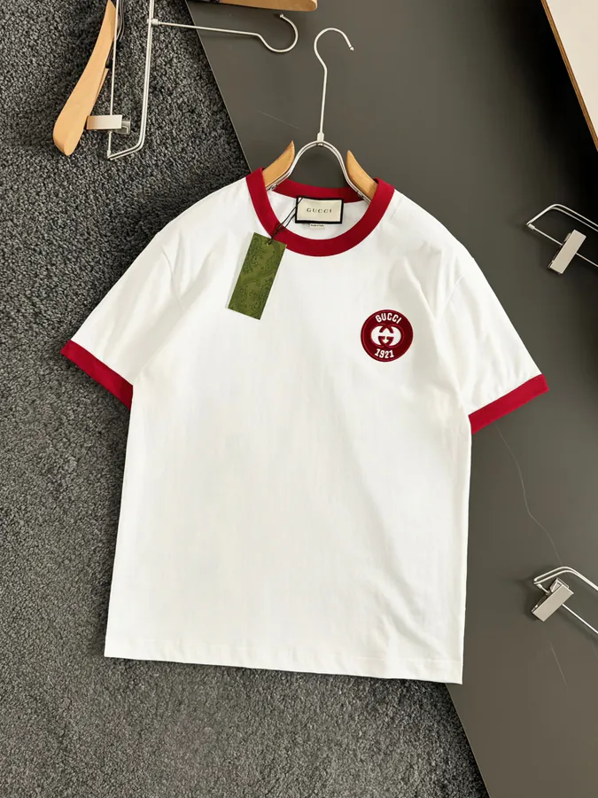 GUC辰星专供 Premium Quality Wine Red Embroidered Crewneck Short Sleeve